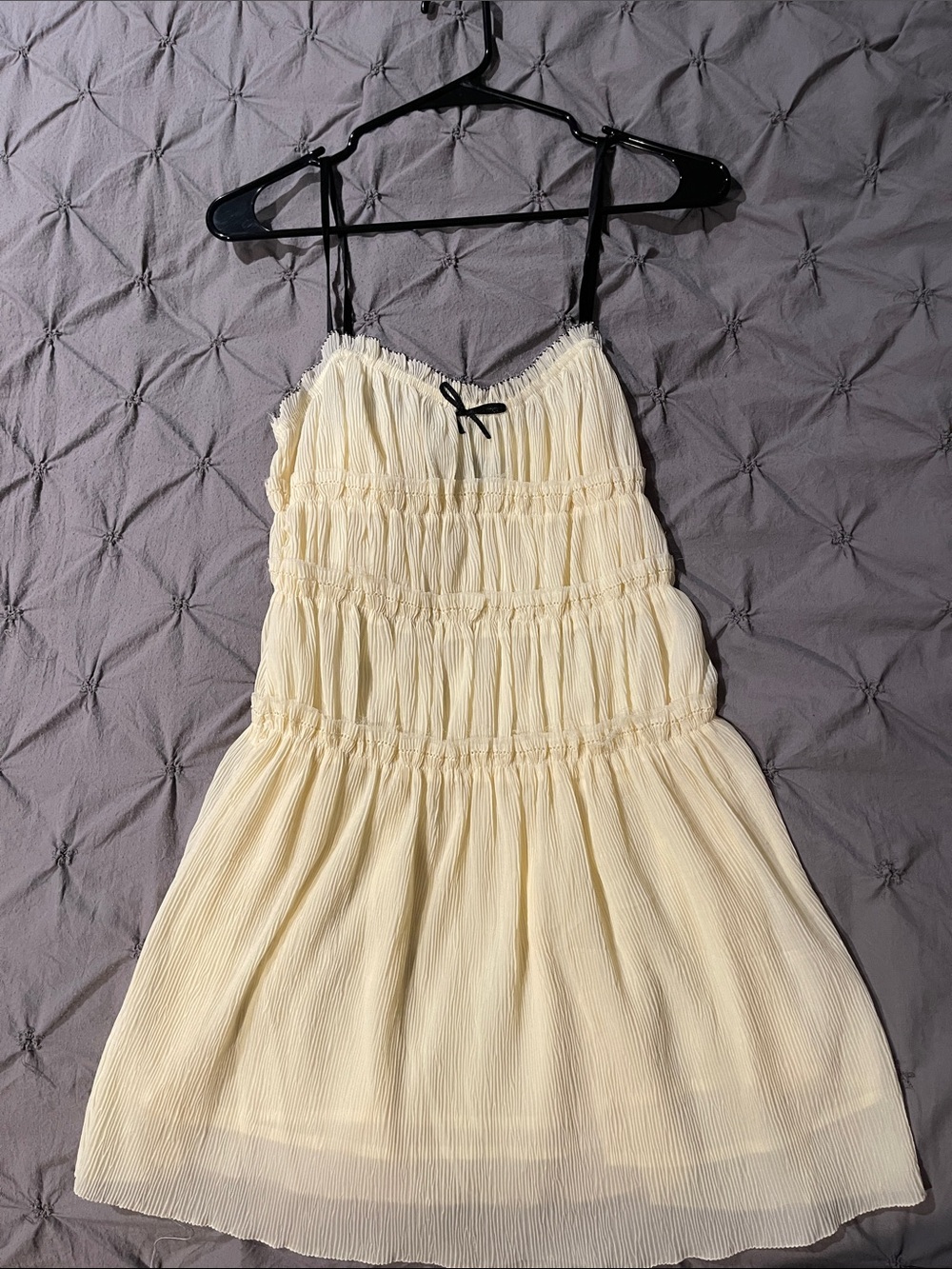 ZARA Ivory Ruched Neckline Dress